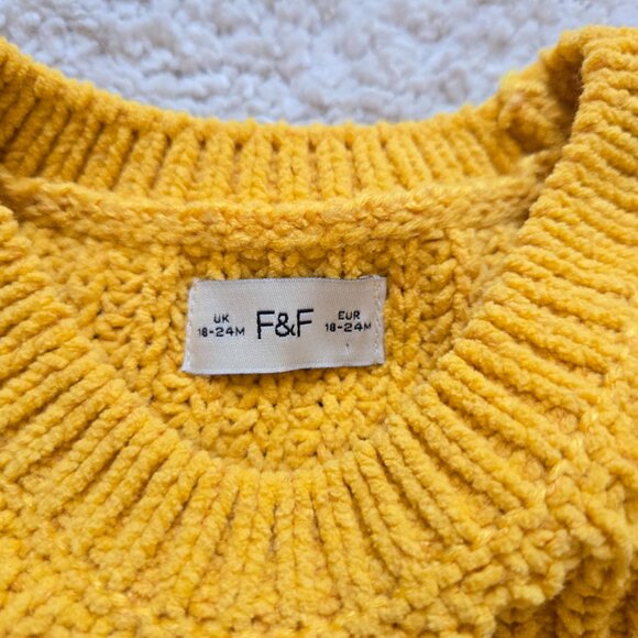 F&F yellow knitted chenille sweater 18-24M - Picture 2 of 3